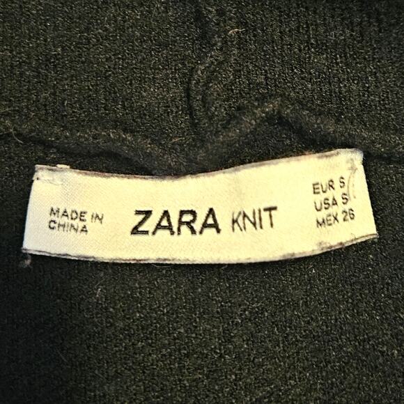 Zara Knit Black Hoodie Sweater Metallic Stripe Sleeves Women’s Size Small - Picture 4 of 6